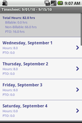 Android timesheet detail screenshot